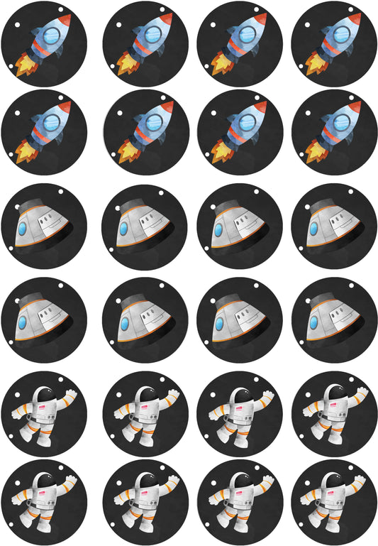 Essbare Muffinaufleger Weltall 24Stück zum Selbstausschneiden