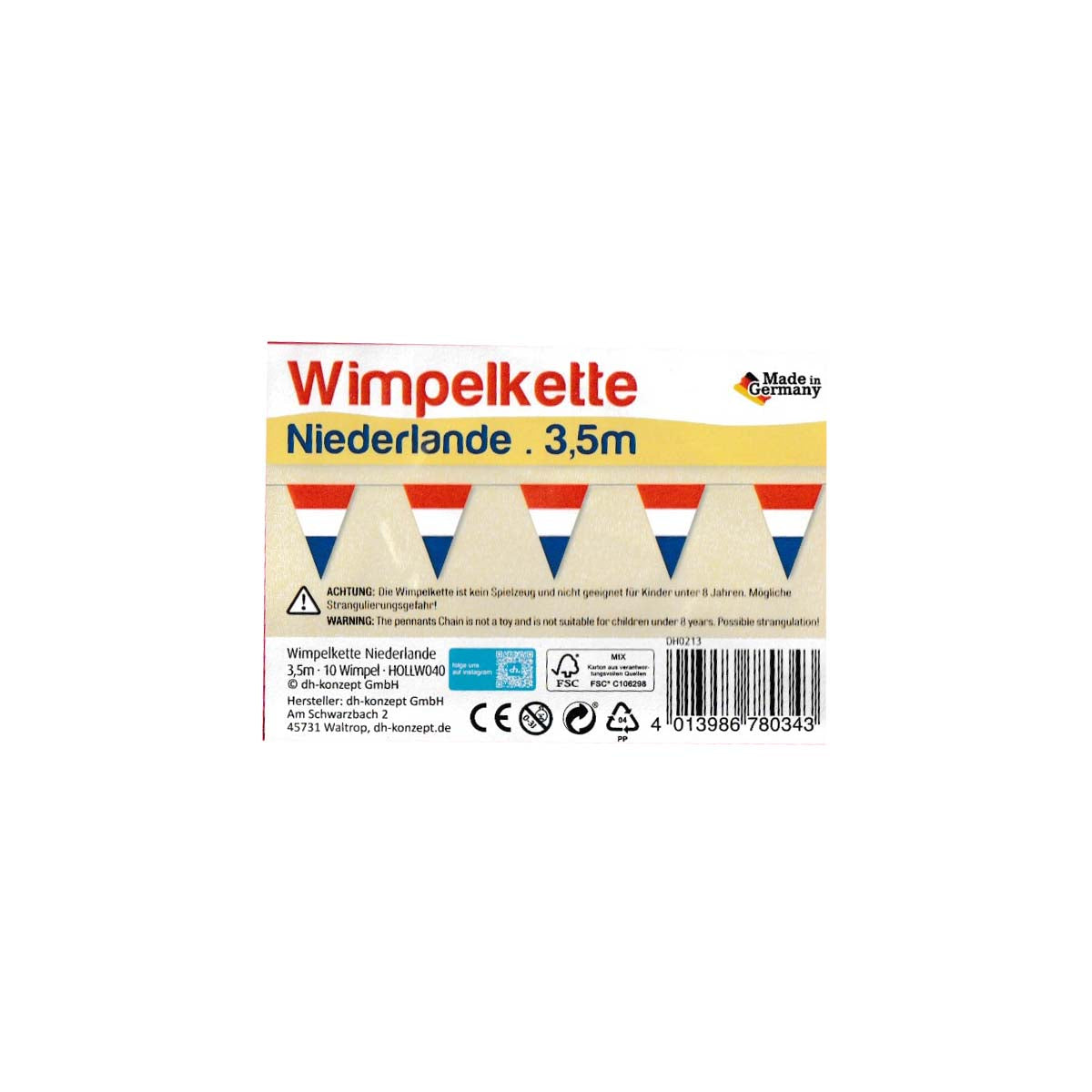 Niederlande-Wimpelkette 3,5m