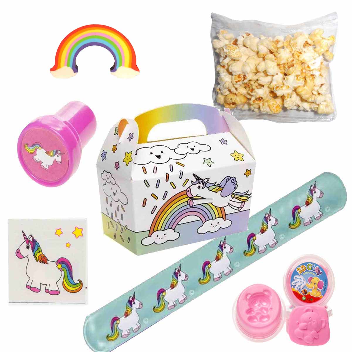 Gefüllte Wundertütenbox Einhorn 7-tlg