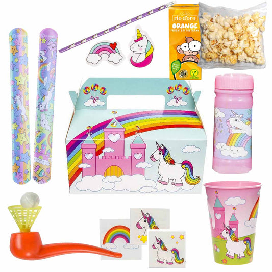 Gefüllte Wundertütenbox Einhorn deluxe 10-teilig