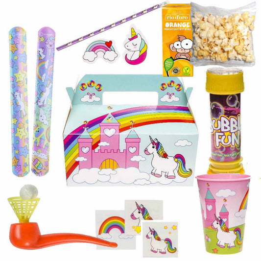 Gefüllte Wundertütenbox Einhorn deluxe 10-teilig
