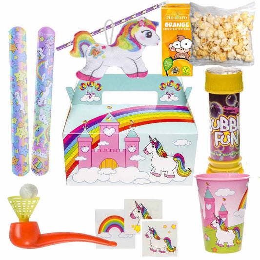 Gefüllte Wundertütenbox Einhorn deluxe 10-teilig