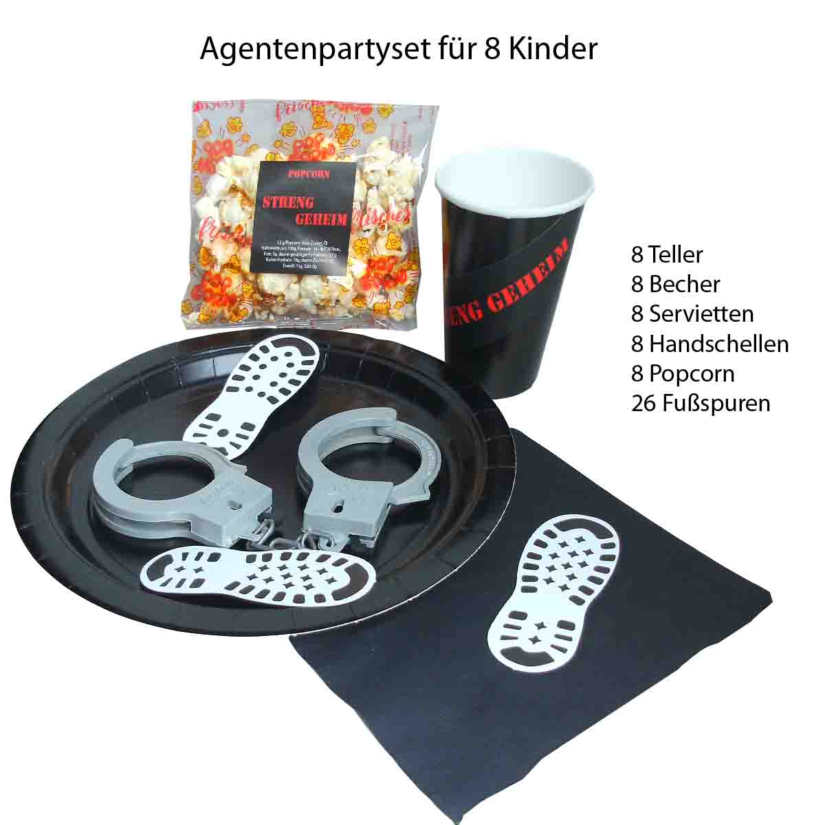Partyset Agenten und Detektive für 8 Kinder
