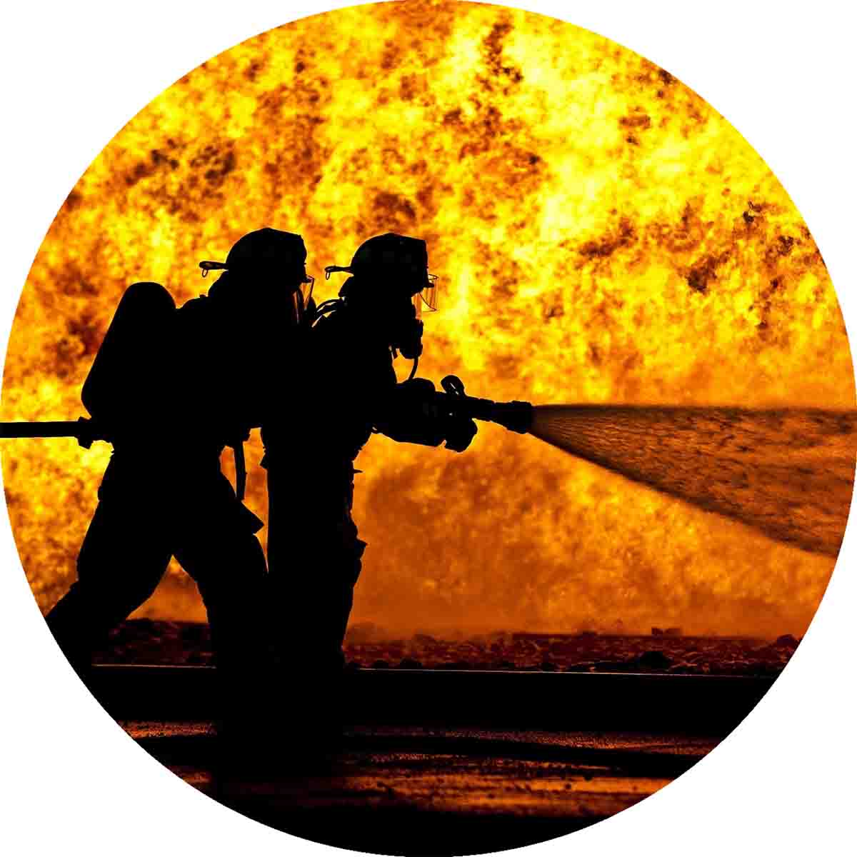 Essbarer Tortenaufleger Feuerwehr vor Flammenwand