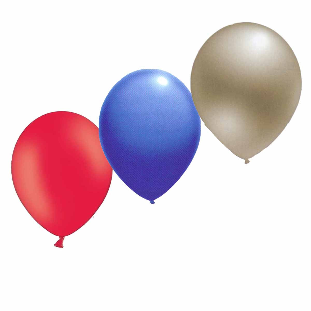 Ballons Blau/Rot/Silber 6 Stück