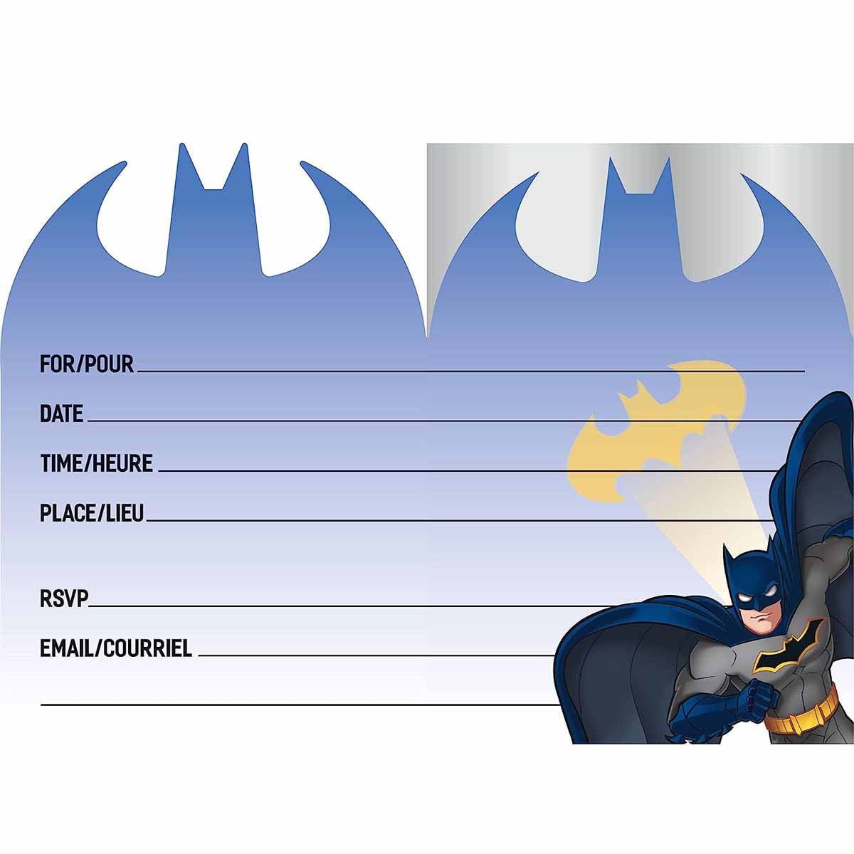 Batmann-Einladungen Klappkarten mit Umschlag 8 Stück