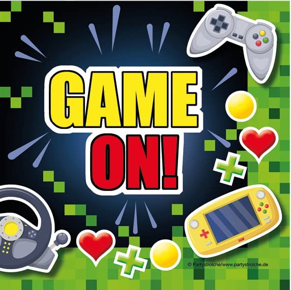 Gaming-Set mit Servietten, Konfetti und 8 Gamer-Schnapparmbänder