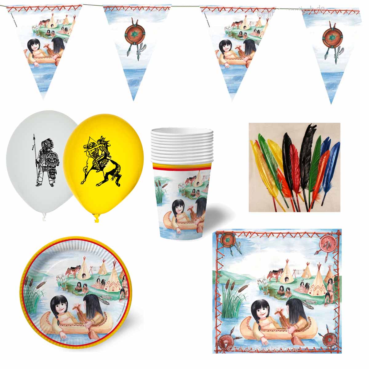 Indianer-Partyset für 8 Kinder