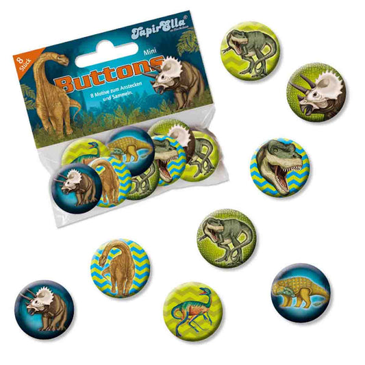 Mini-Buttons Dinosaurier 8 Stück