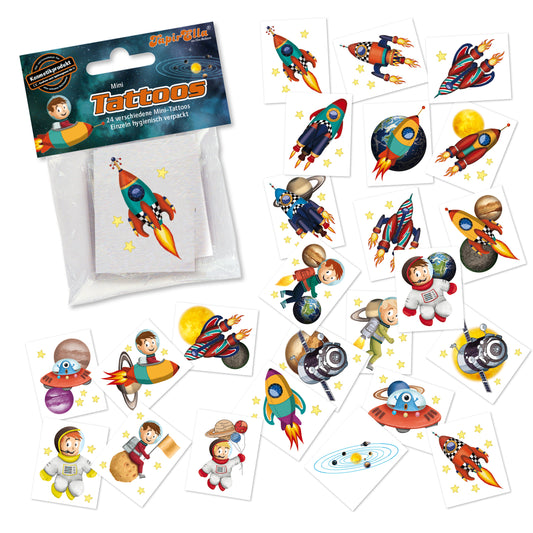 Weltraum Mini-Tattoo-Set 24-tlg.