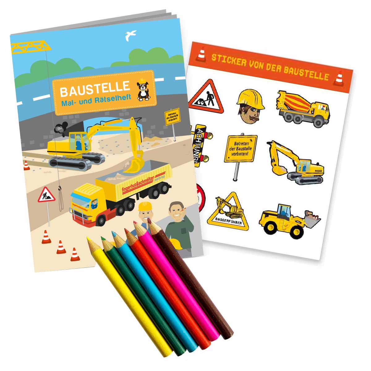 Baustelle Mitgebselset Rätselheft + Sticker + Buntstifte