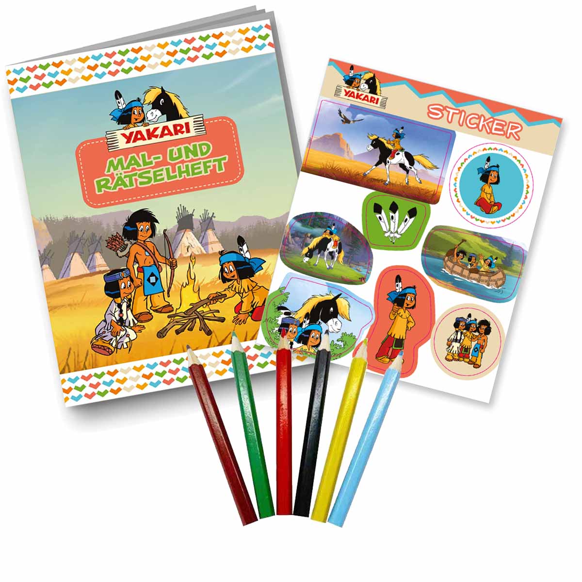 Yakari Mitgebselset Rätselheft + Sticker + Buntstifte