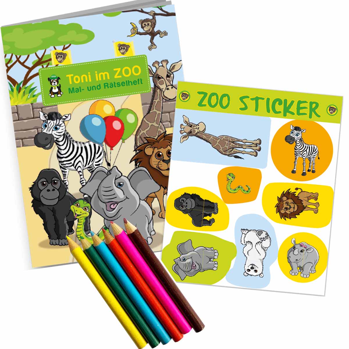 Zoo Mitgebselset Rätselheft + Sticker + Buntstifte