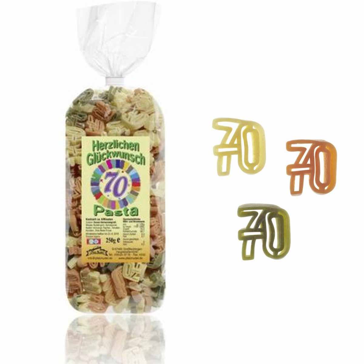 Feinkost-Set 70. Geburtstag mit Nudeln, Sauce, Kräutermix