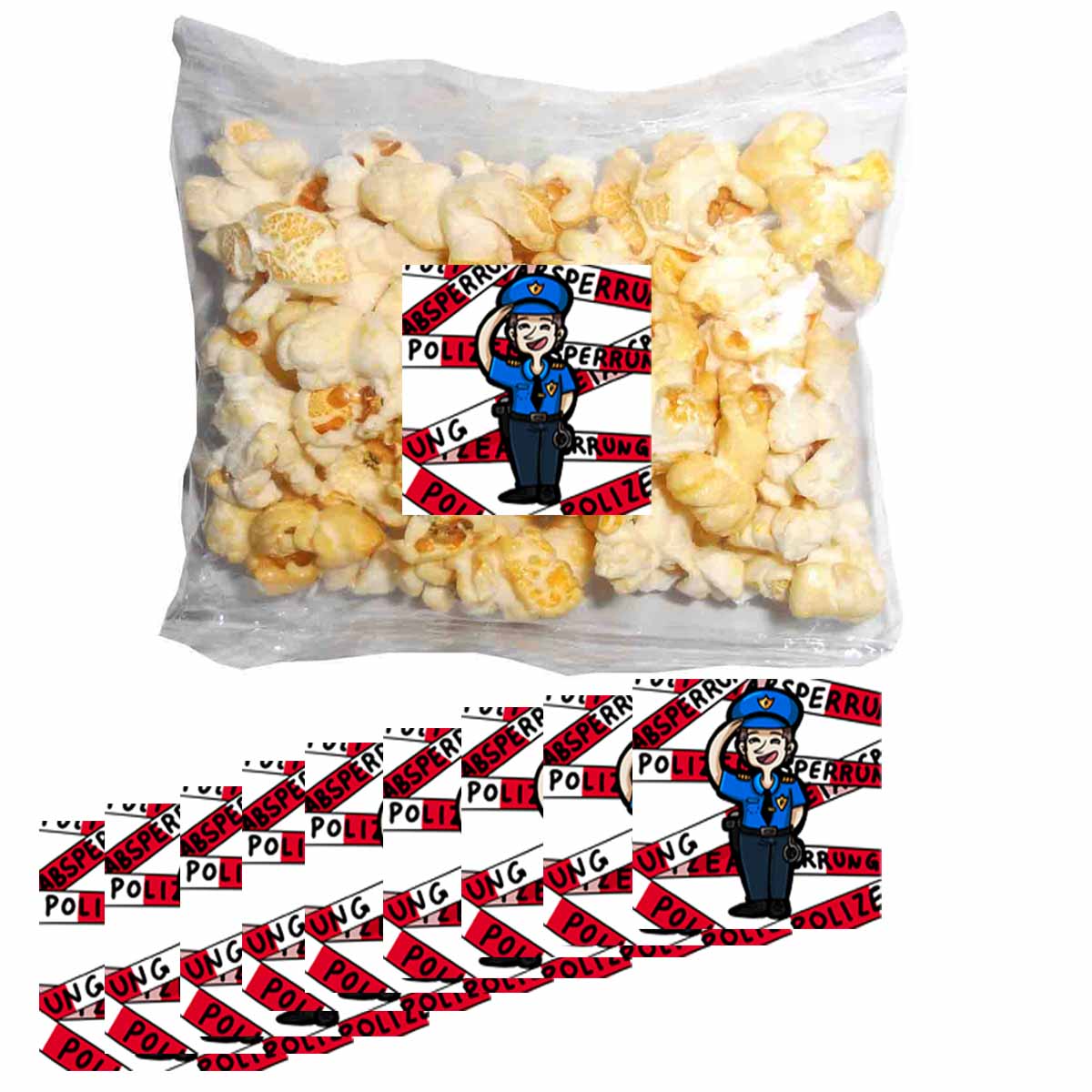 Popcorn Tütchen 10 Stück und 10 Polizeisticker