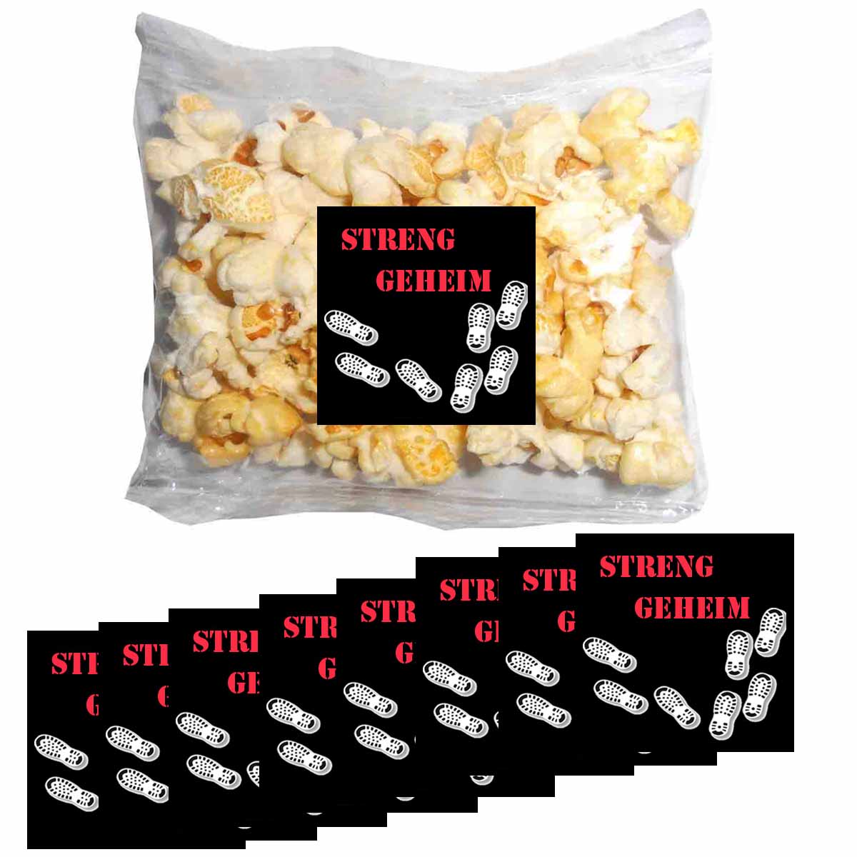 Popcorn Tütchen 10 Stück mit Detektiv Stickern