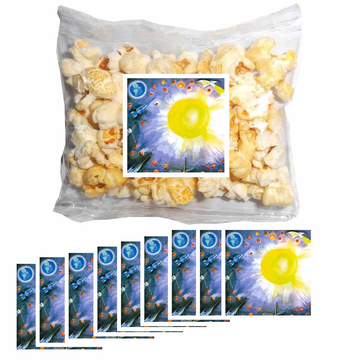 Popcorn Tütchen 10 Stück mit Weltraum Stickern