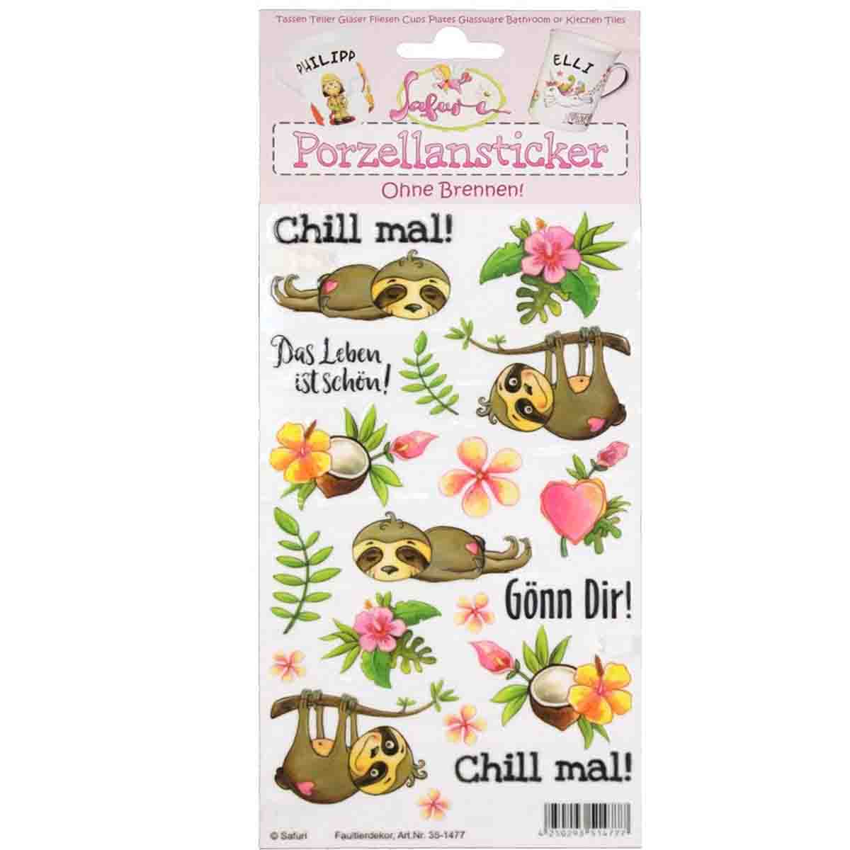 Porzellan-Sticker Faultier