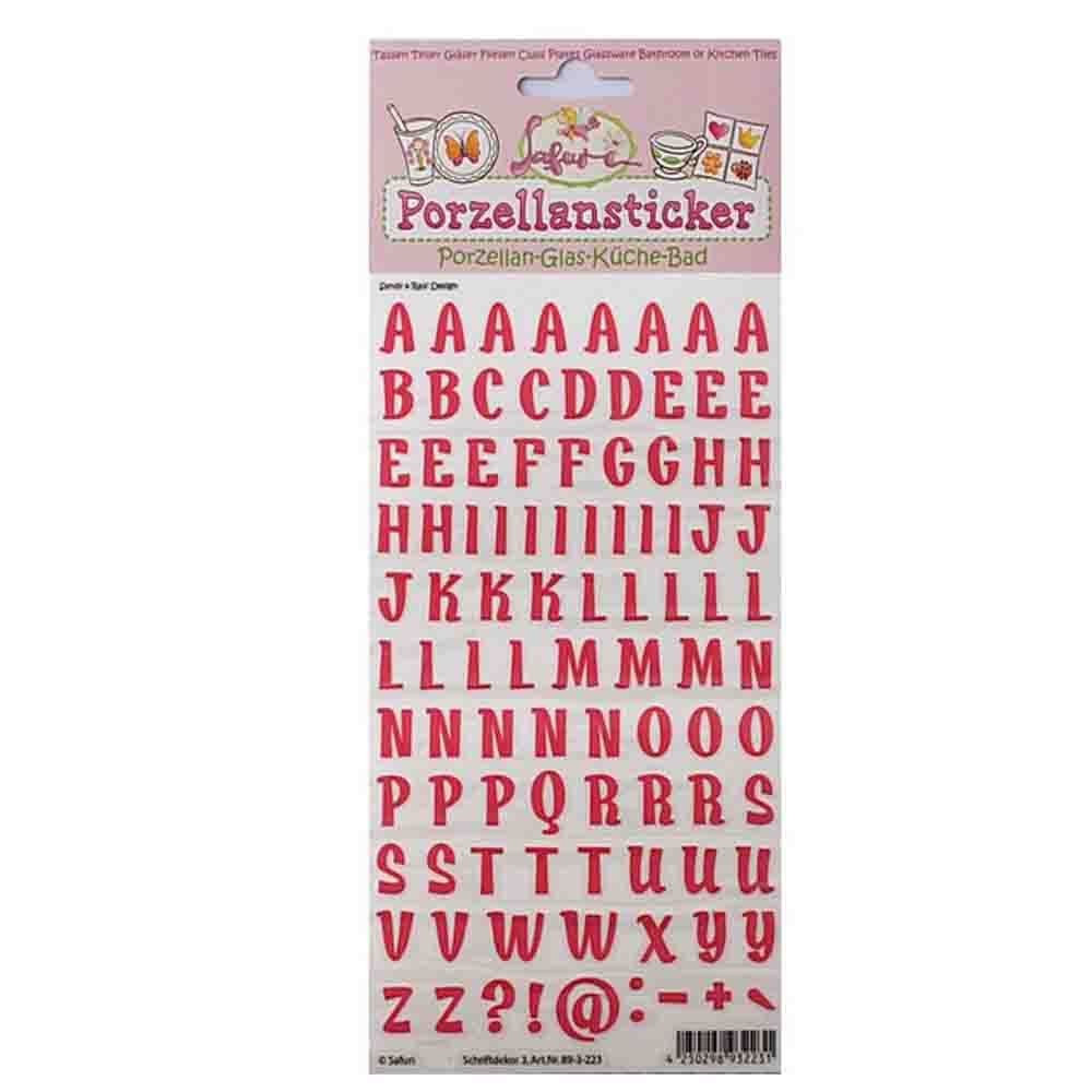 Porzellan-Sticker Buchstaben Pink