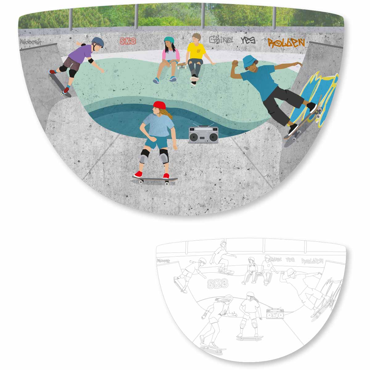 Skater Platzsets 8 Stück