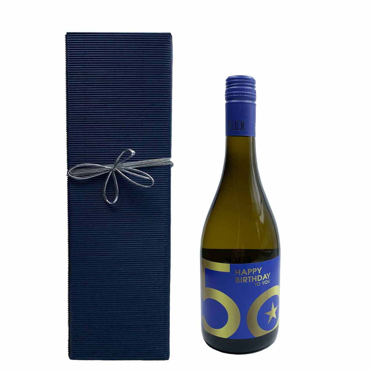 Wein 50. Geburtstag in der Geschenkbox mit Schleife