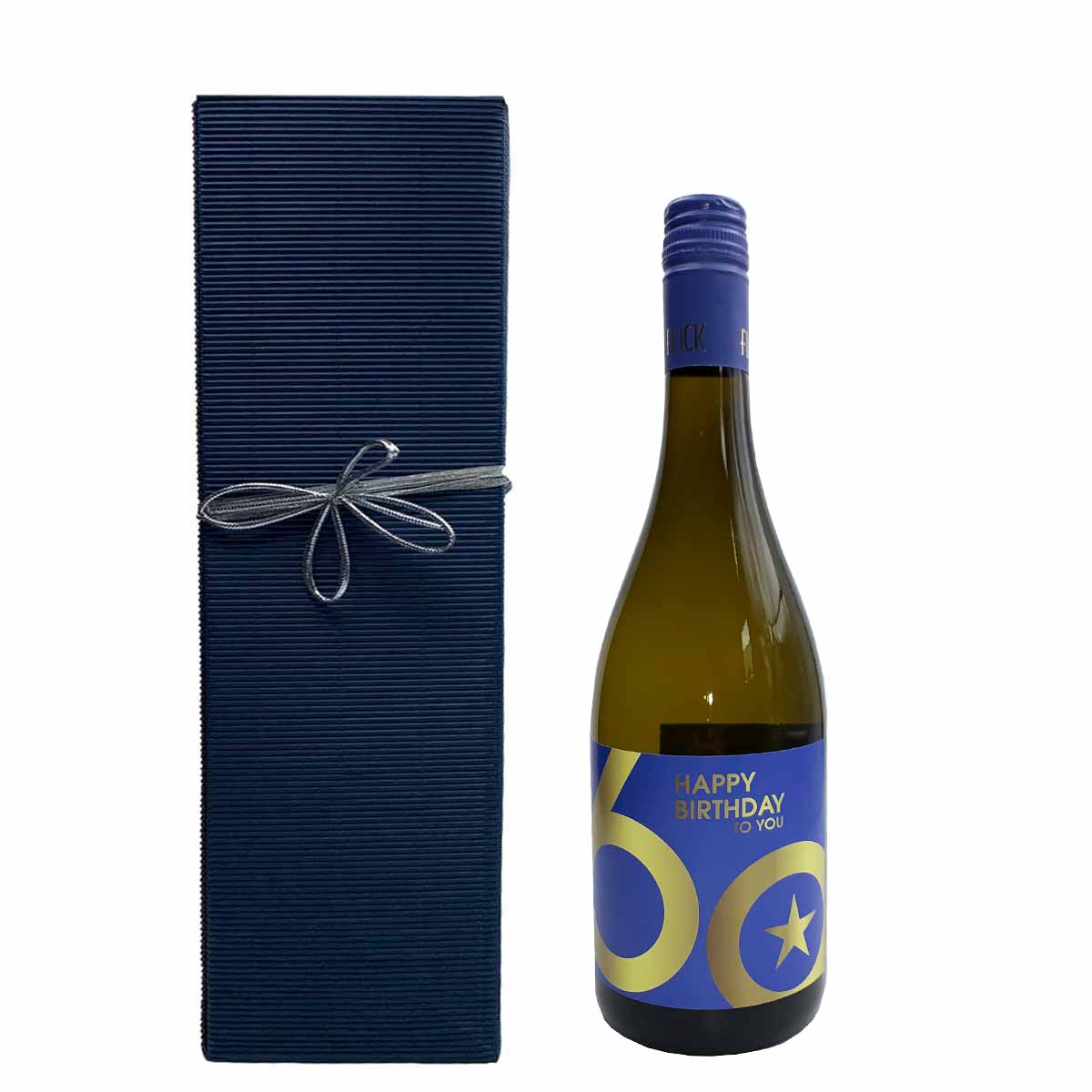 Wein 60. Geburtstag in der Geschenkbox mit Schleife