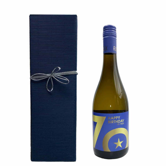 Wein 70. Geburtstag in der Geschenkbox mit Schleife