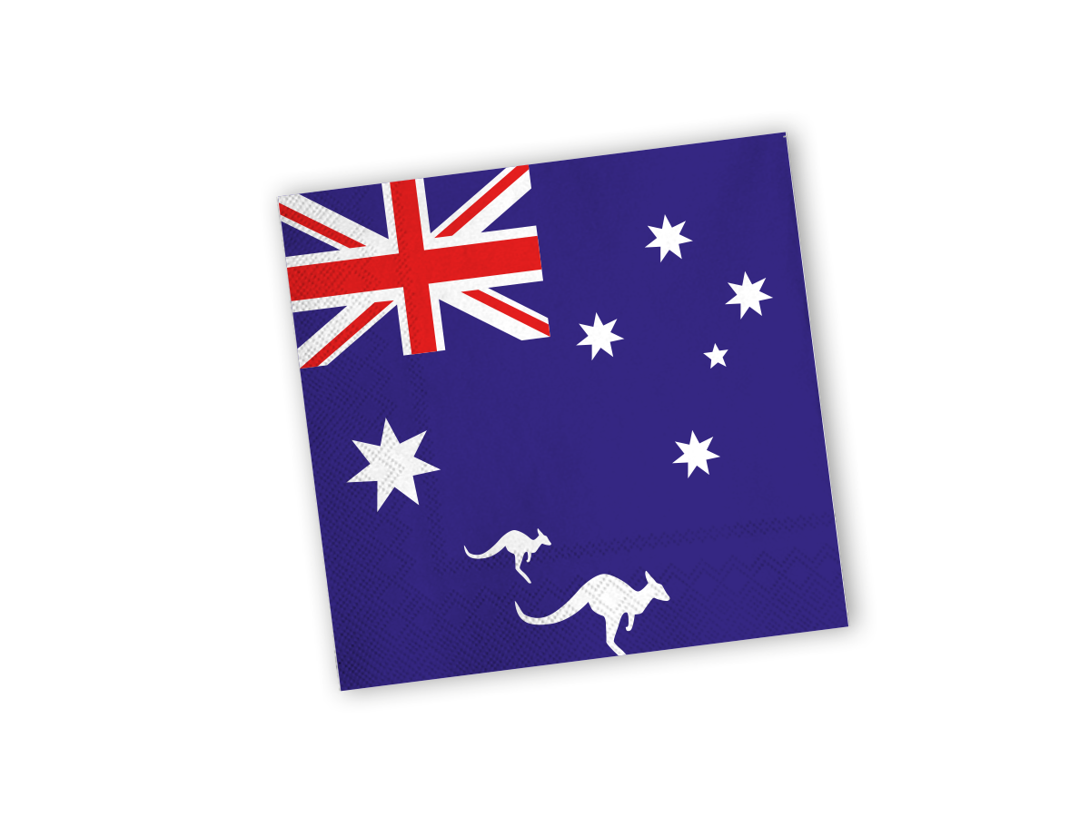 Dekoset Australien Servietten, Wimpelkette, Konfetti, Ballons