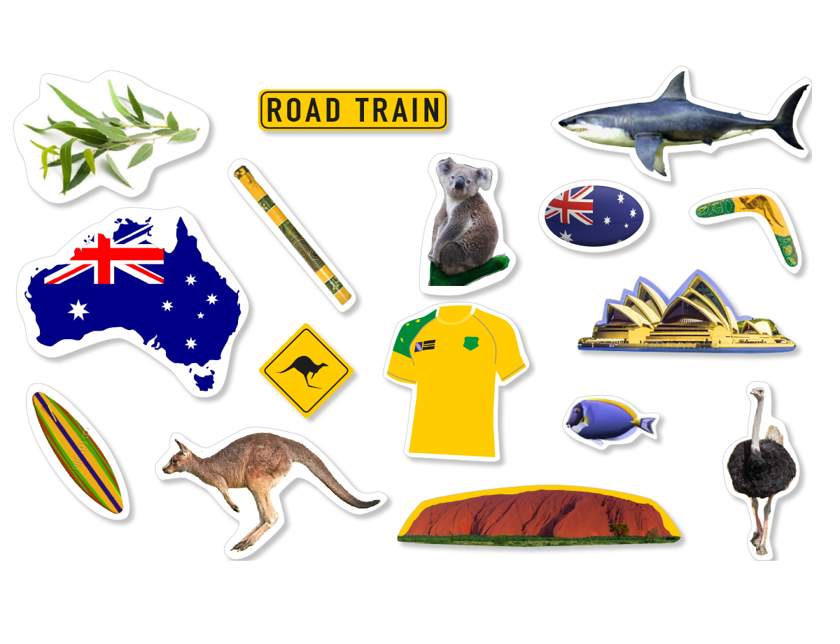 Dekoset Australien Servietten, Wimpelkette, Konfetti, Ballons