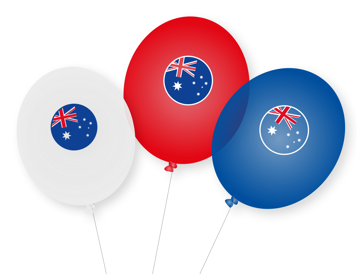 Dekoset Australien Servietten, Wimpelkette, Konfetti, Ballons