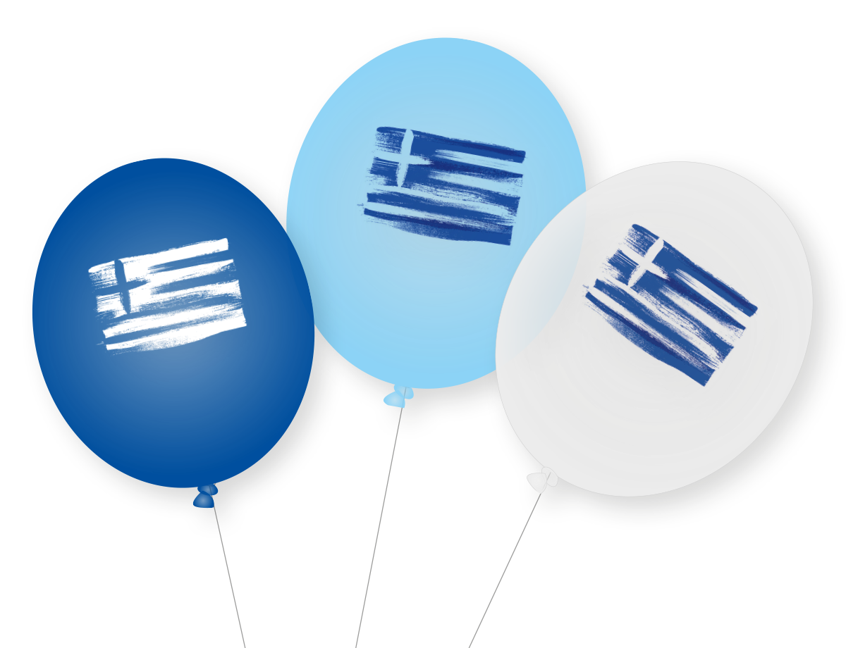 Dekoset Griechenland Servietten, Wimpelkette, Konfetti, Ballons