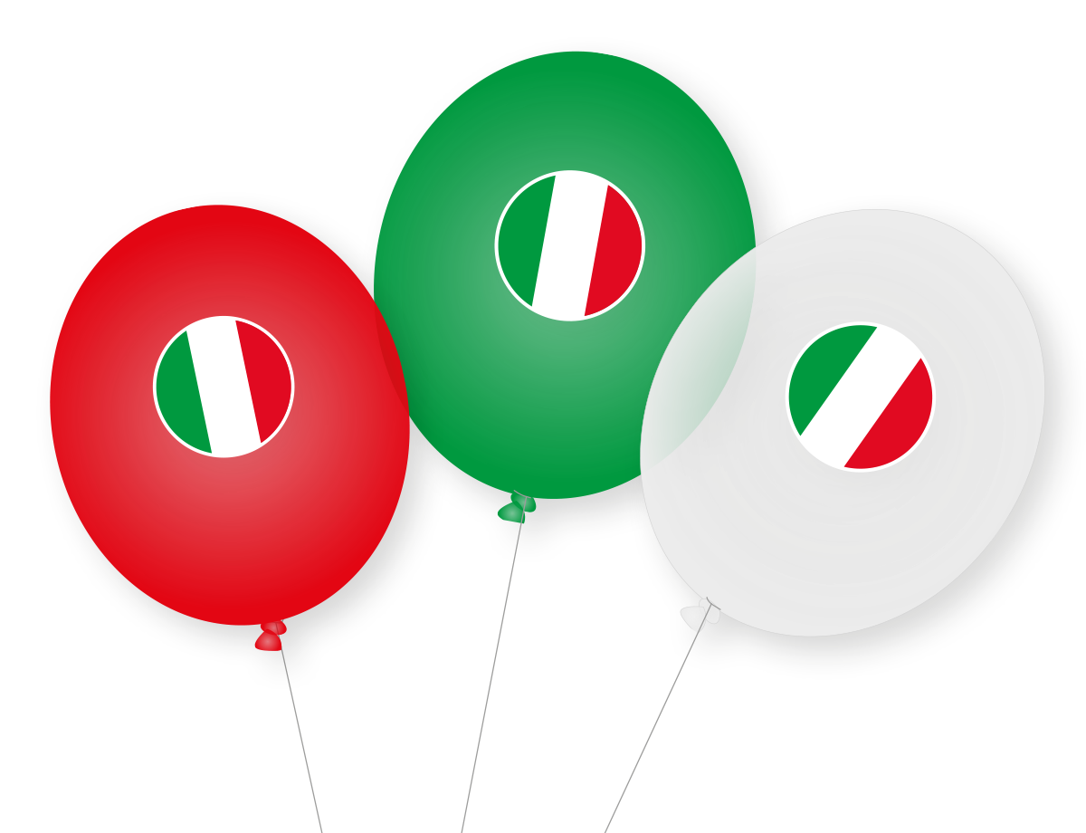 Dekoset Italien Servietten, Wimpelkette, Konfetti, Ballons