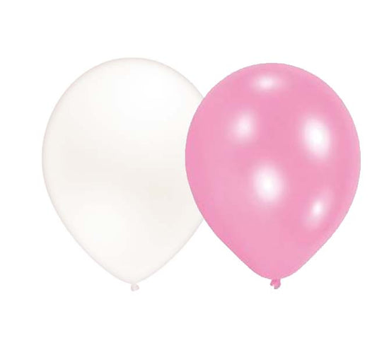 Ballons Weiß/Rosa 8 Stück
