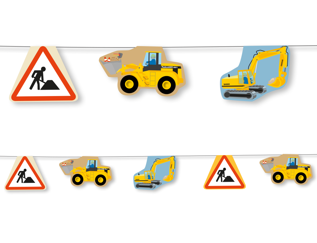 Baustelle Dekoset Servietten, Wimpelkette, Konfetti und Ballons