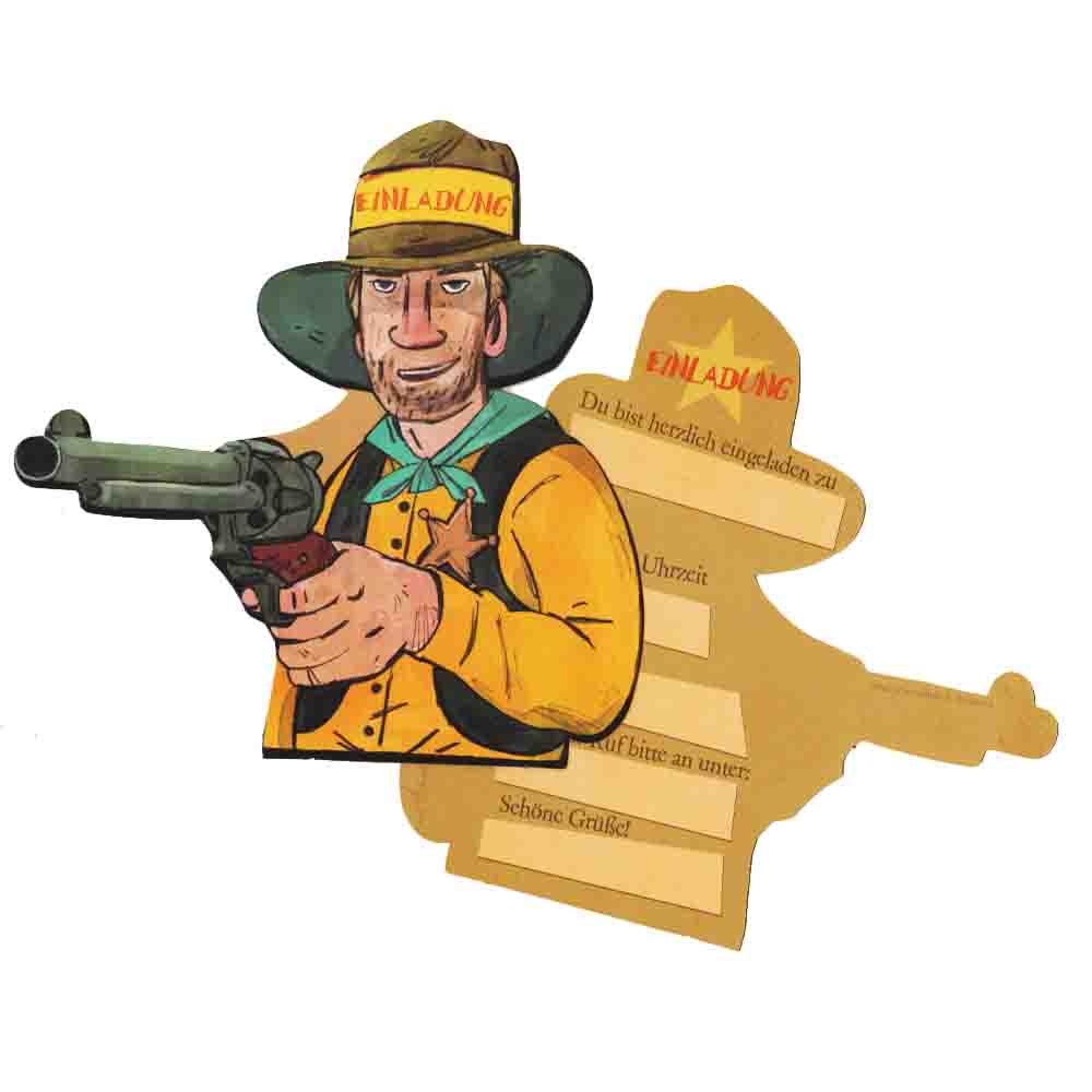 Cowboy Einladung 6St.