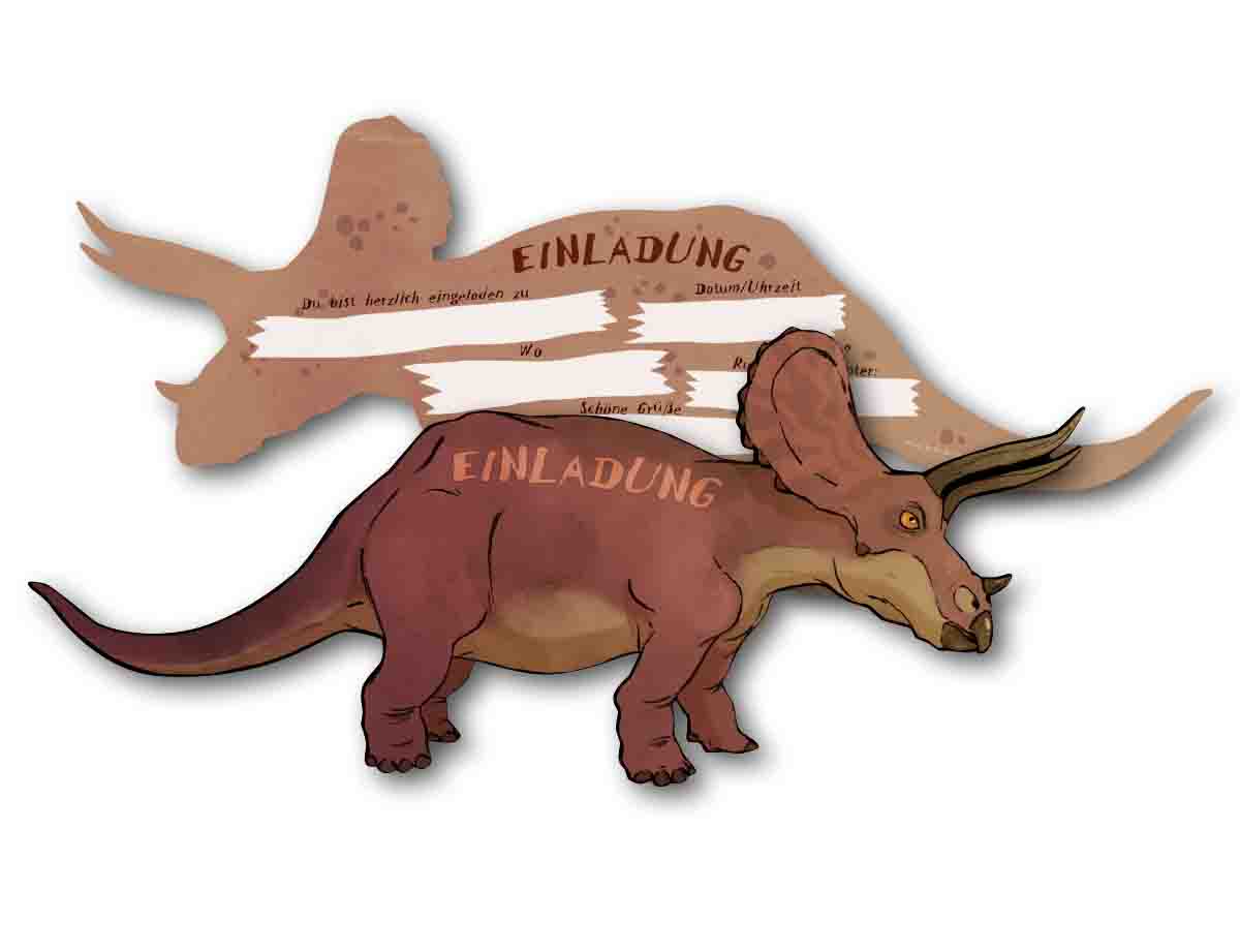 Einladungen Dino Triceraptos 6St.