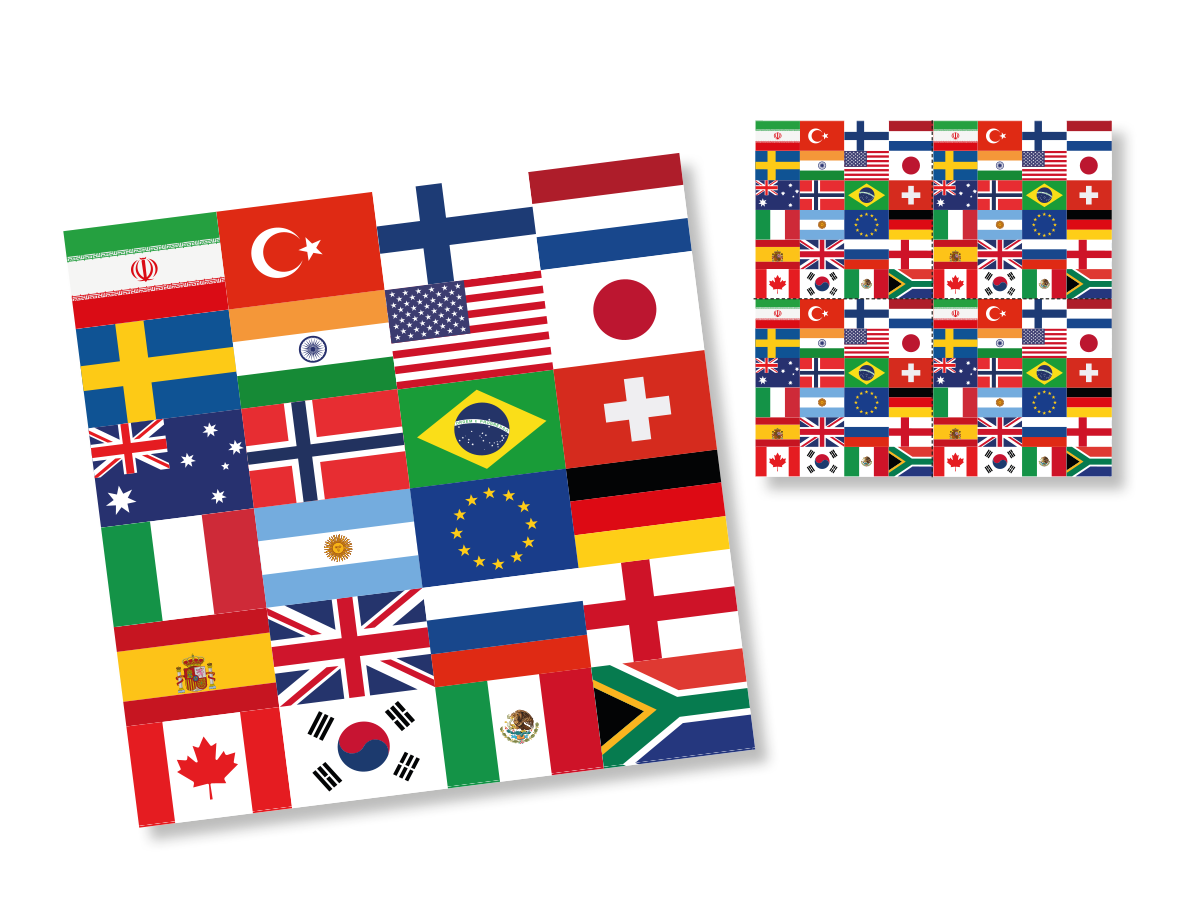 Dekoset Länderflaggen Servietten, Wimpelkette, Konfetti und Ballons