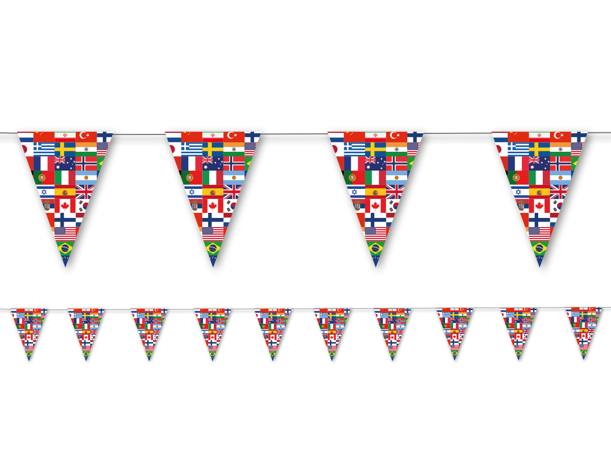 Wimpelkette Mit 224 Länderflaggen – 65m Party-Deko Für Schule, Sport & Feiern