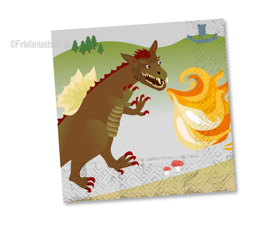 Servietten Drache mit Ritter