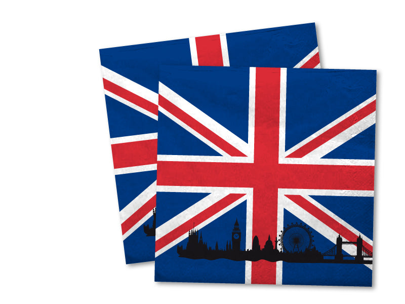 Dekoset England Servietten, Wimpelkette, Konfetti, Ballons