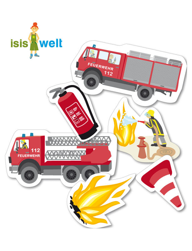 Feuerwehr-Partyset für 10 Kinder mit Sticker Feuerwehr