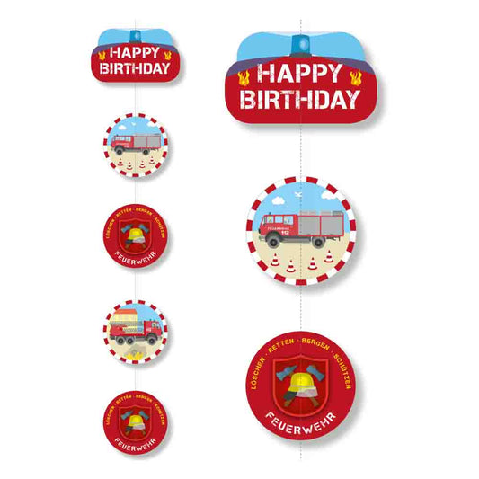 Feuerwehr-Hängegirlande Happy Birthday