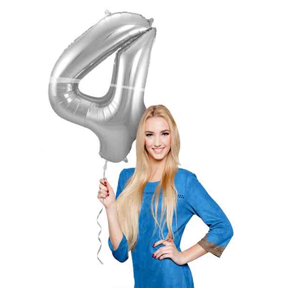 Unique Party Folienballon Zahl 3 – 86,4 Cm, Silber Glitzernd, Für Geburtstagsdeko