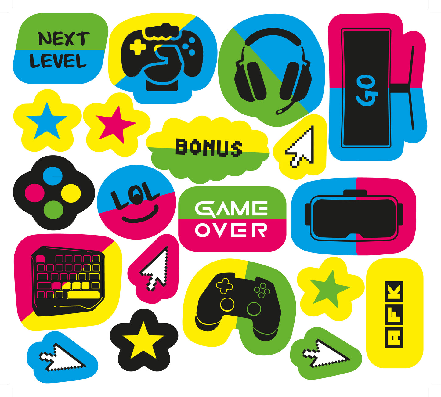 Gaming-Set mit Servietten, Konfetti und 8 Gamer-Schnapparmbänder