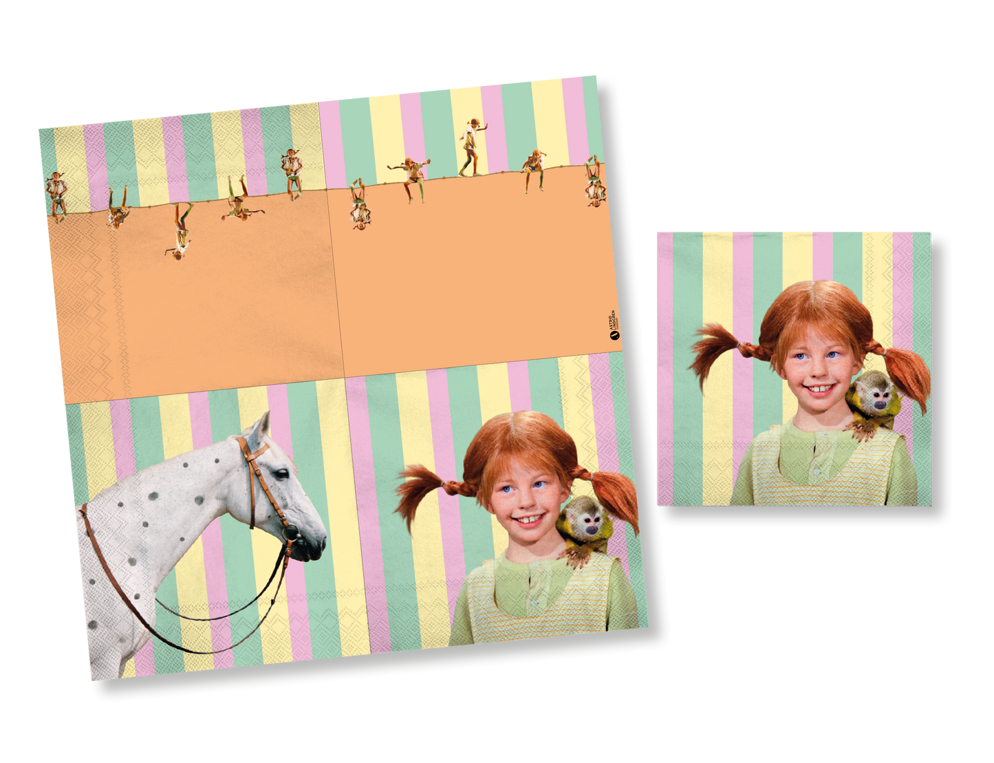 Pippi Langstrumpf Dekoset Servietten, Wimpelkette, Konfetti und Ballons