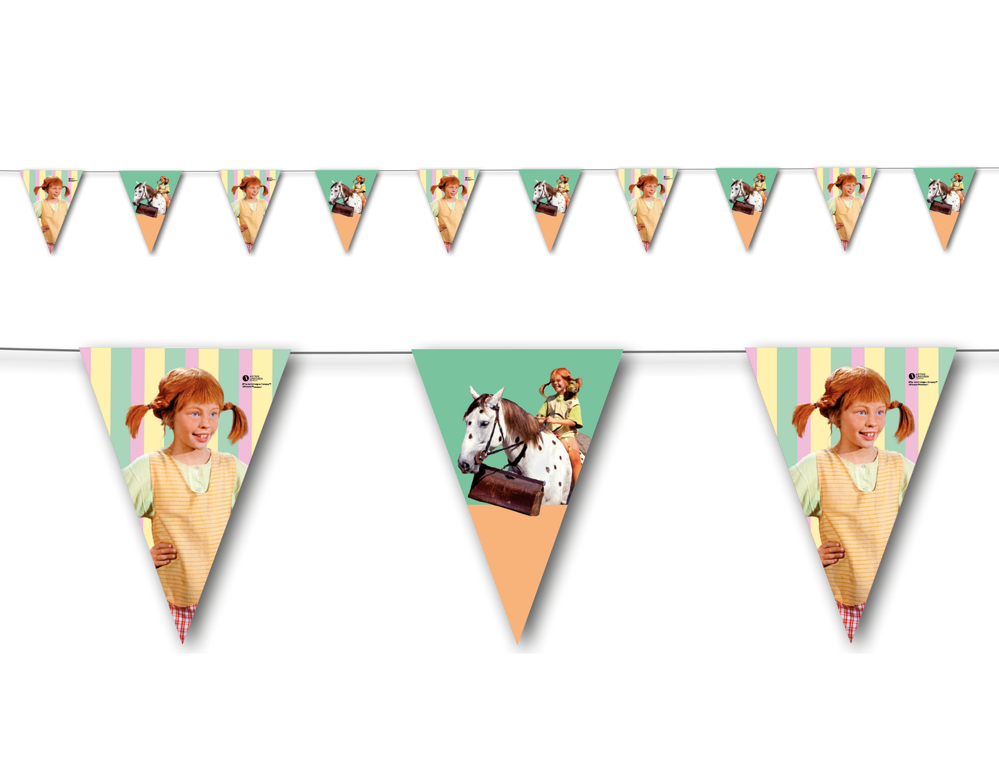 Pippi Langstrumpf Dekoset Servietten, Wimpelkette, Konfetti und Ballons