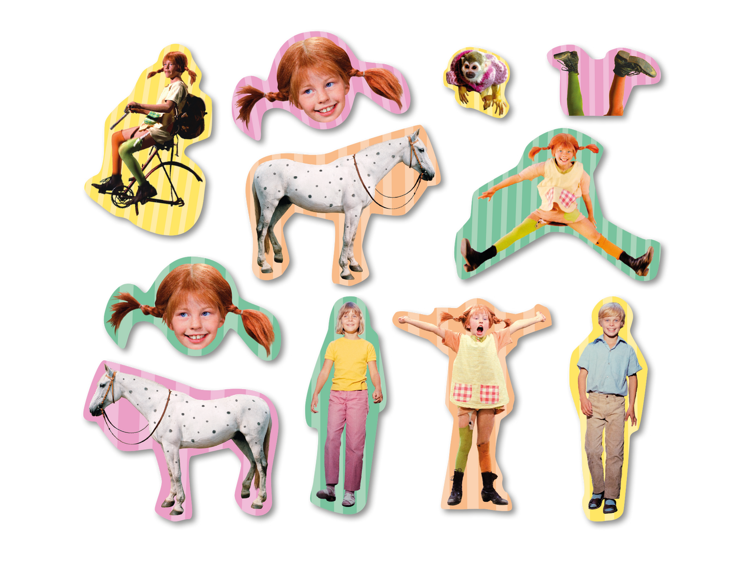 Pippi Langstrumpf Dekoset Servietten, Wimpelkette, Konfetti und Ballons