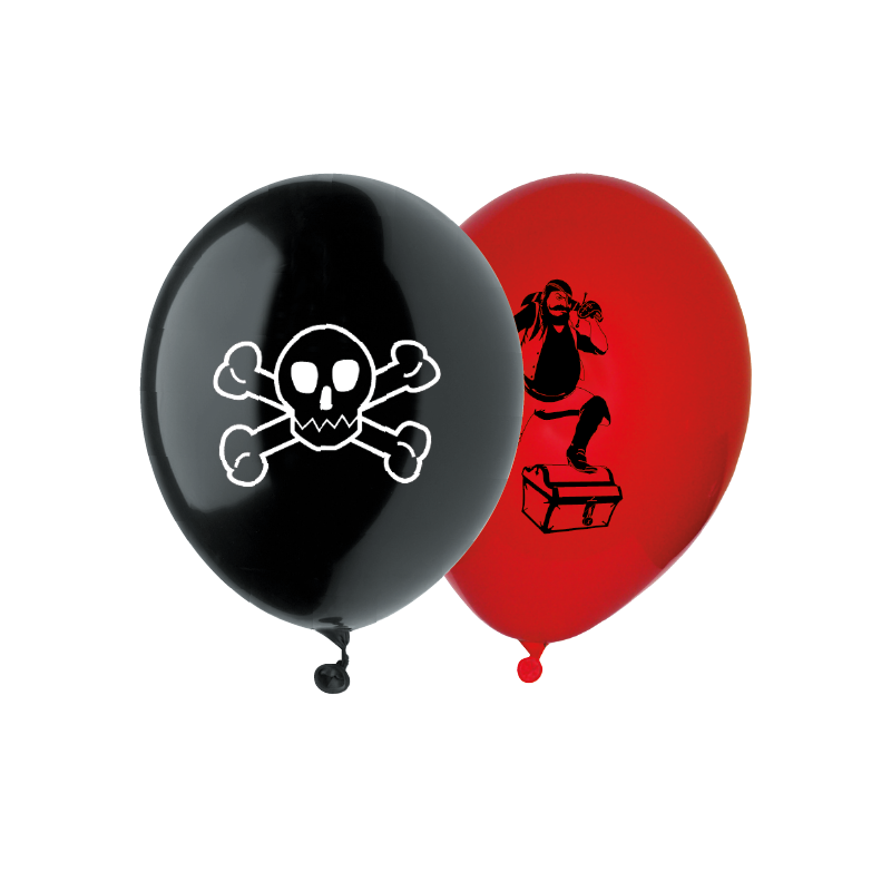 Piraten-Luftballons Rot/Schwarz 8 Stück