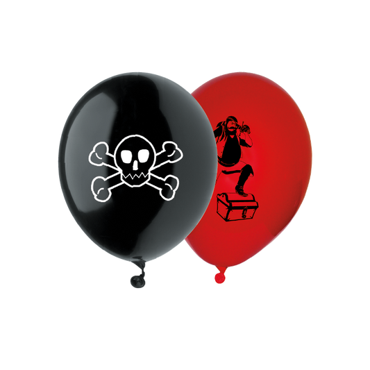 Piraten-Luftballons Rot/Schwarz 8 Stück