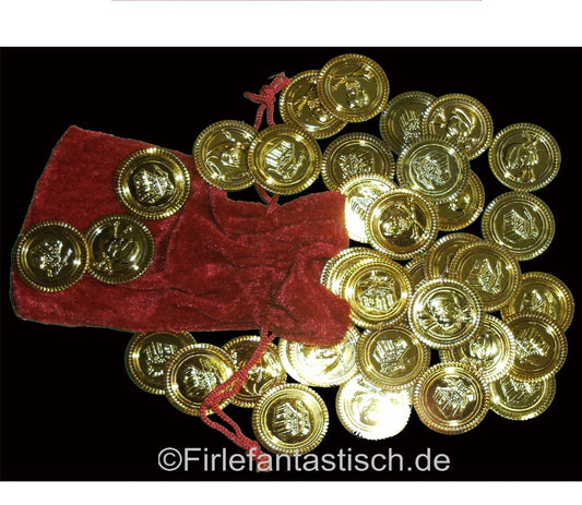Piratenschatz-Münzen 36St. im Samtbeutel